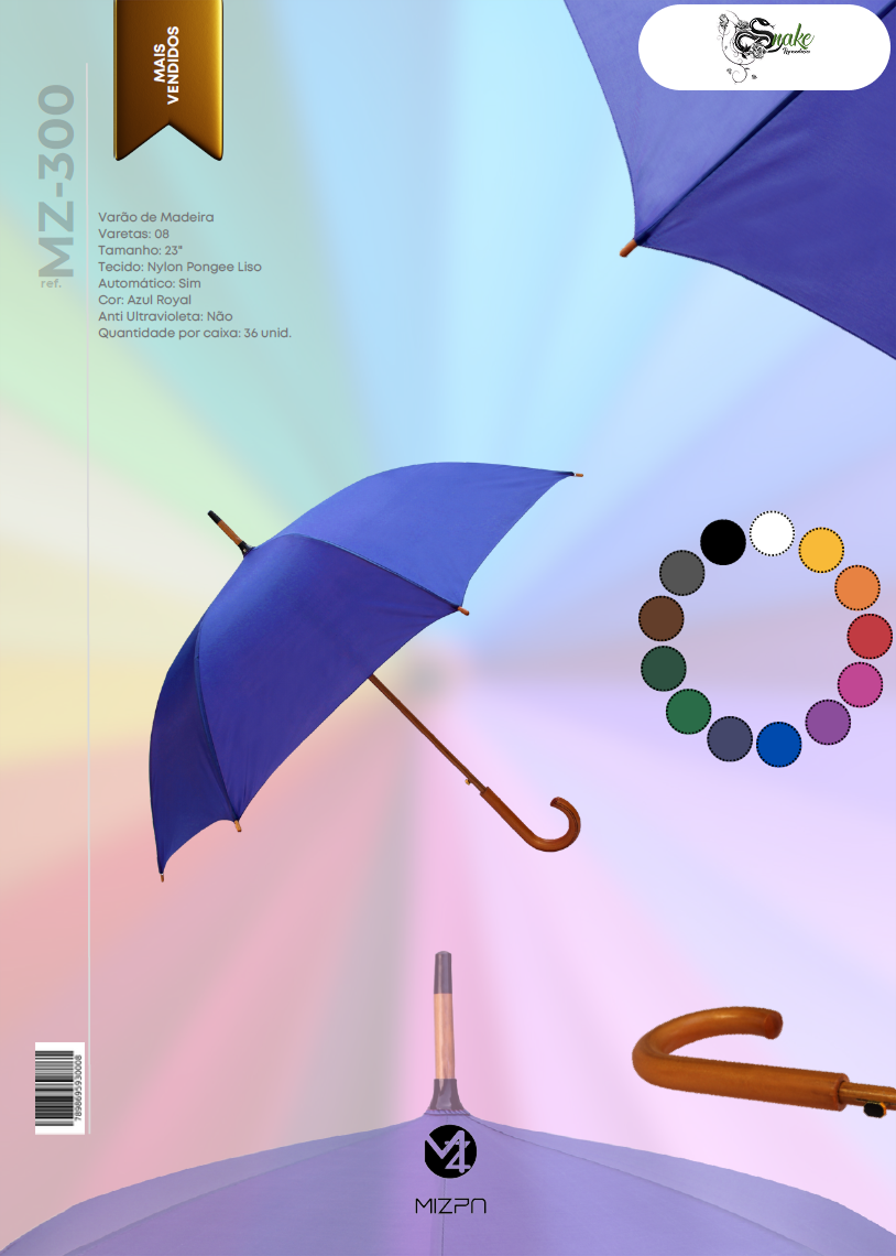 MIZPA - JASPER, Importadora, Guarda Chuvas, Sombrinhas, Guarda Chuva Cabo de Madeira