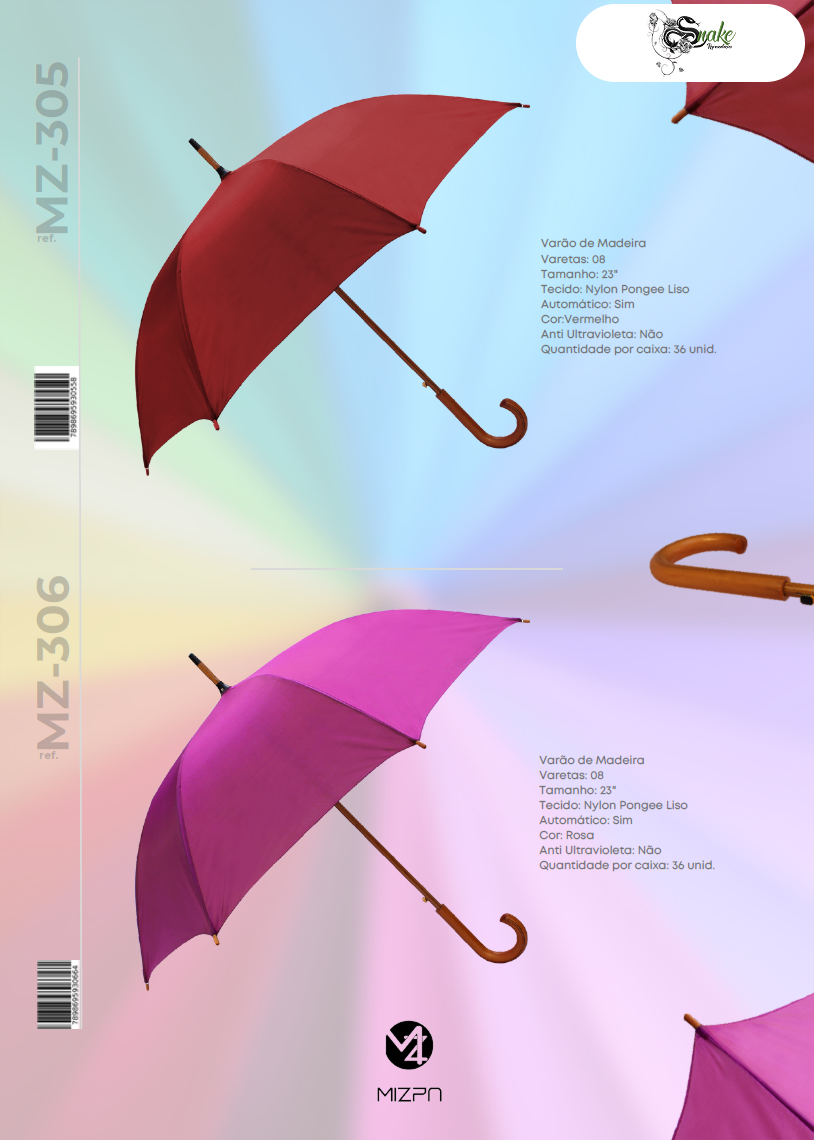 MIZPA - JASPER, Importadora, Guarda Chuvas, Sombrinhas, Guarda Chuva Cabo de Madeira