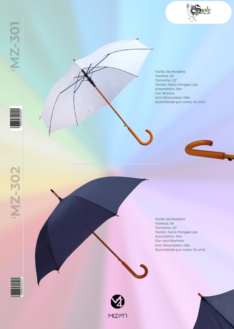 MIZPA - JASPER, Importadora, Guarda Chuvas, Sombrinhas, Guarda Chuva Cabo de Madeira